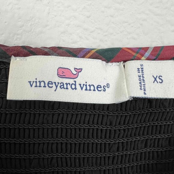 Vineyard Vines Sz XS Apres Midi Dress Tartan Plaid Smocked Bodice Ruffle Detail - Picture 6 of 11